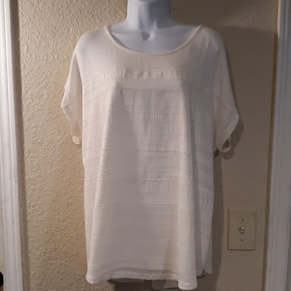 Maurice blouse, decorative front, button up back, size 1x,